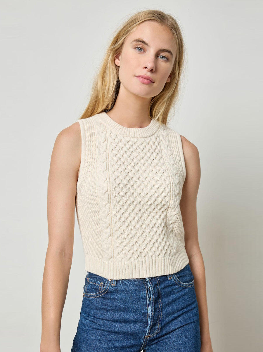 Cropped Cable Tank Sweater
