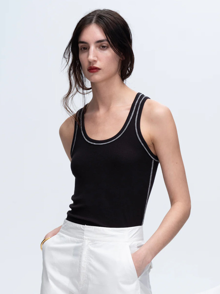 Modal Rib Boy Tank Contrast
