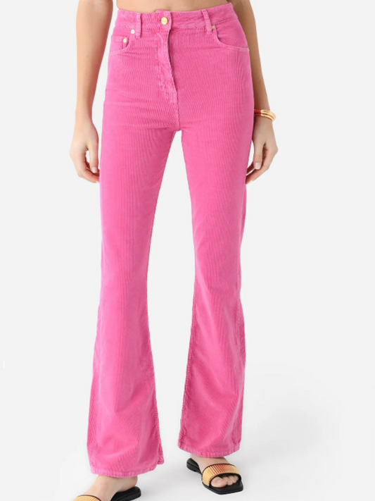 Corduroy Organic-cotton Blend Flared Jeans In Pink