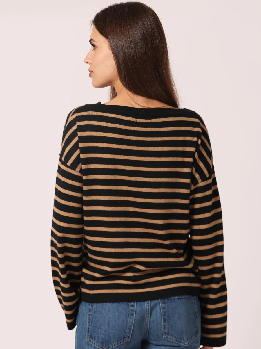 Striped Wide V Neck