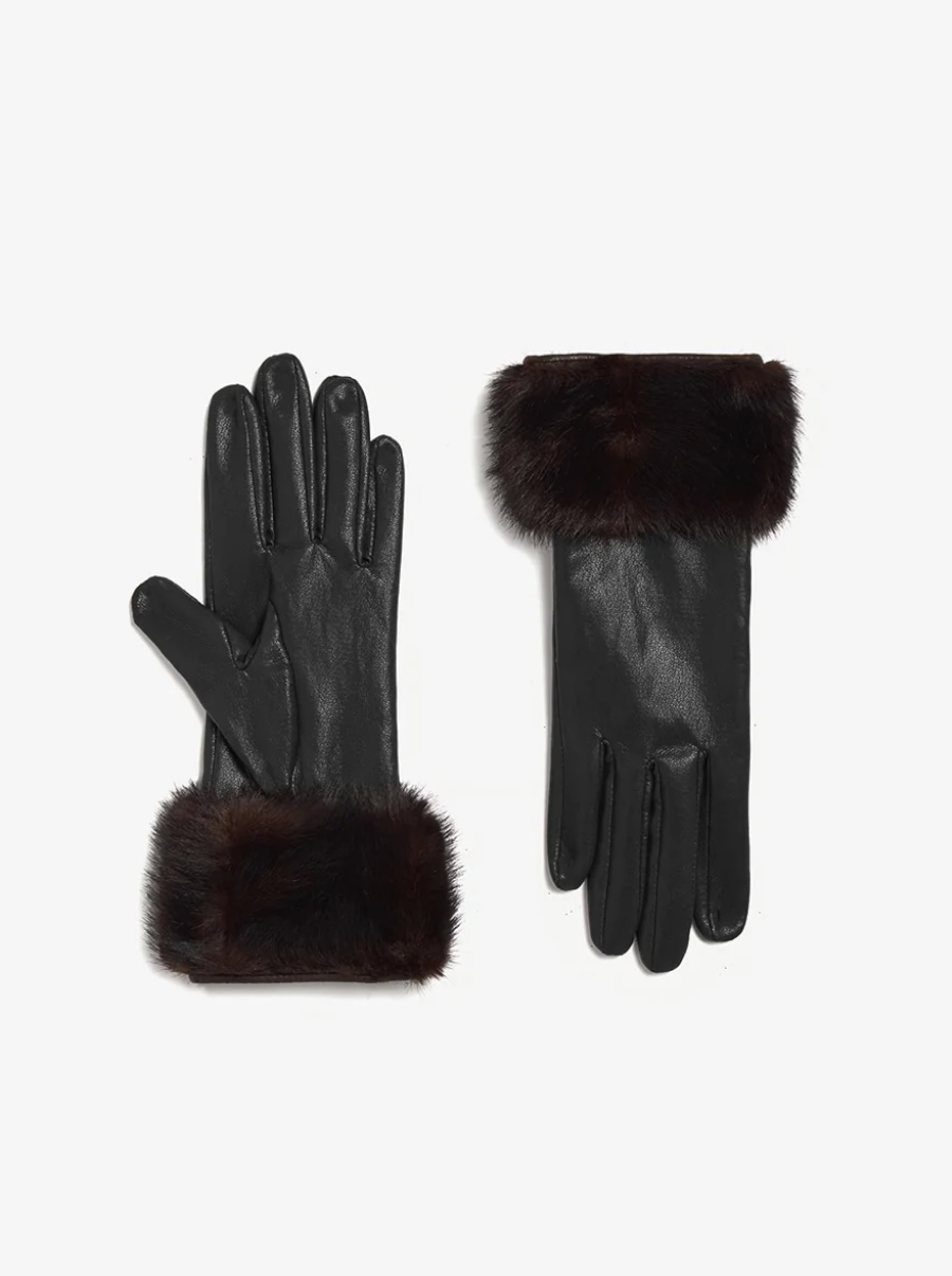 Betty Mink Gloves in Noir