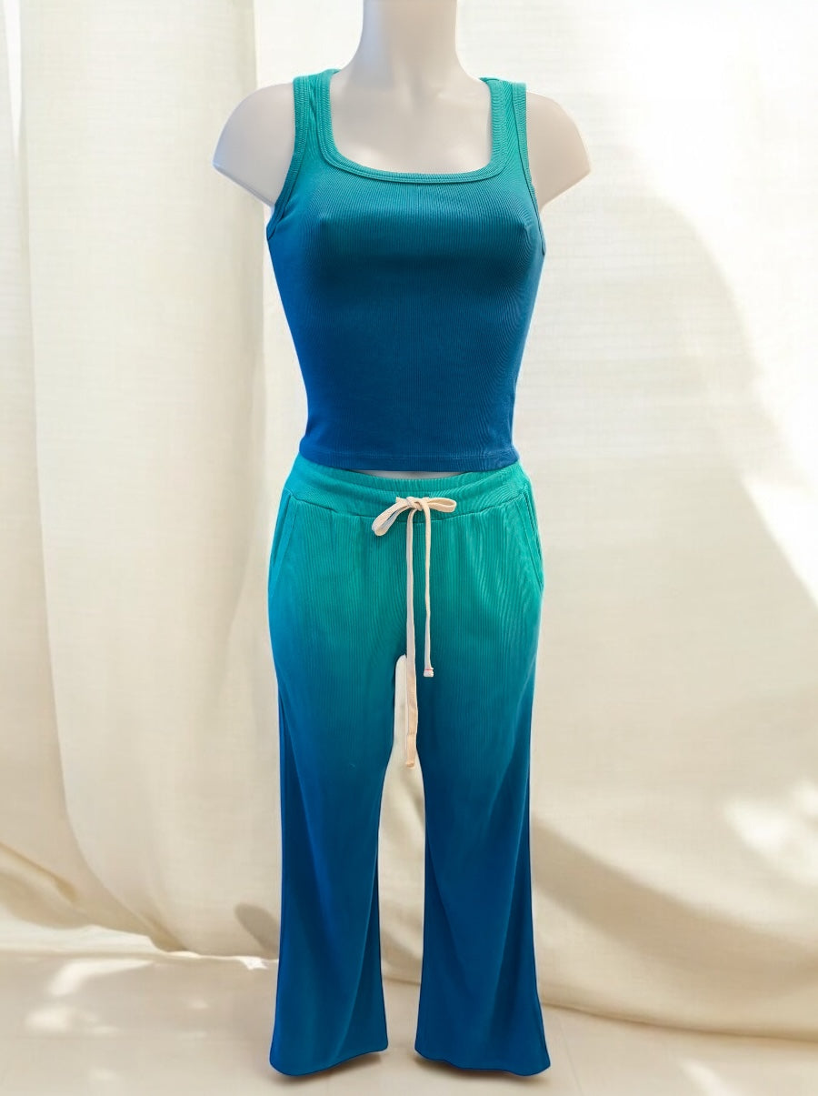 Rib Lounge Crop Flare Pant