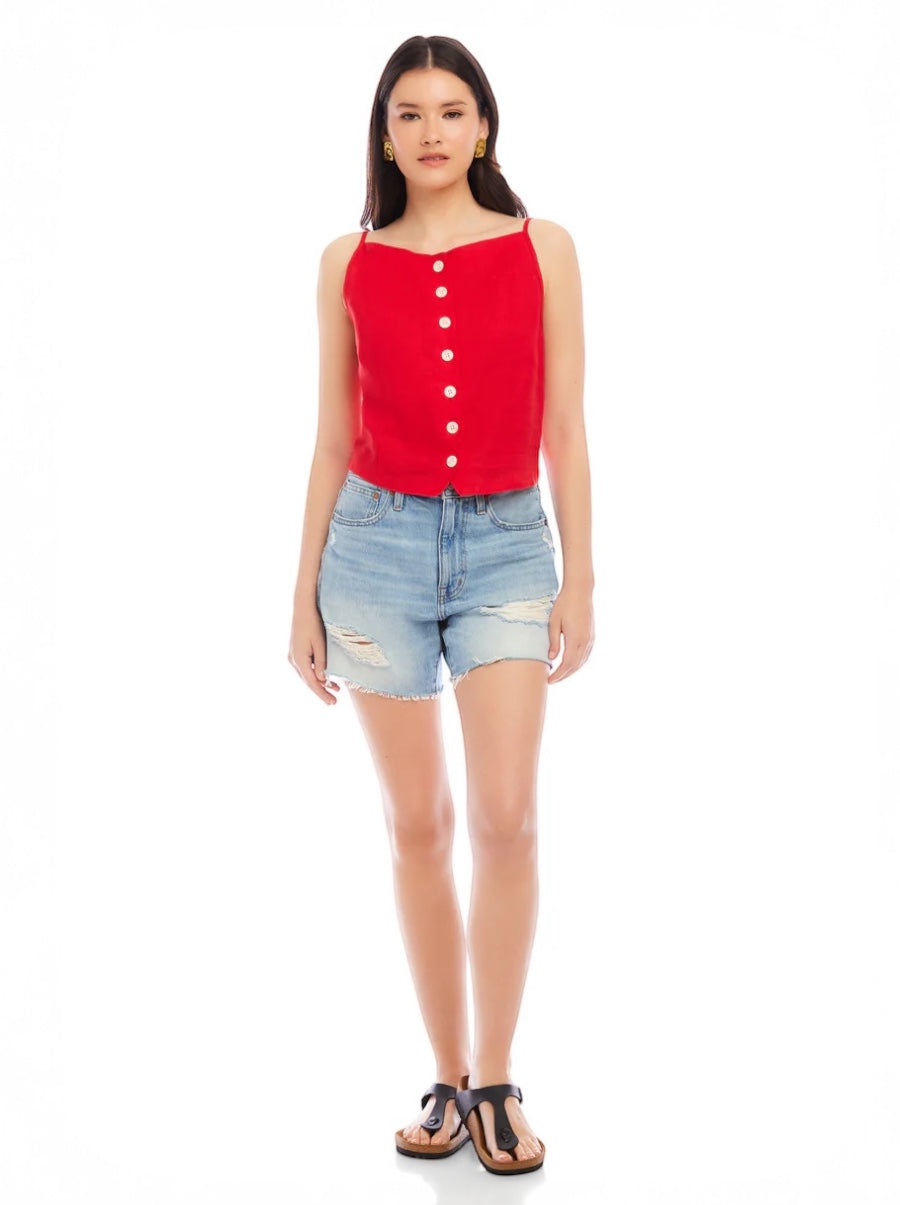 Elis Sleeveless Button Up Top