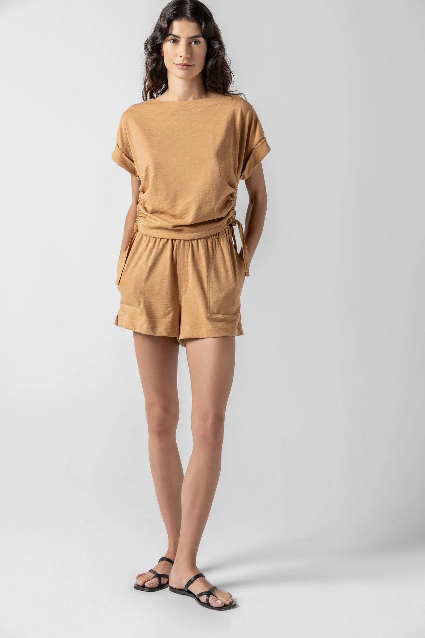 Ruched Side Boatneck Teak