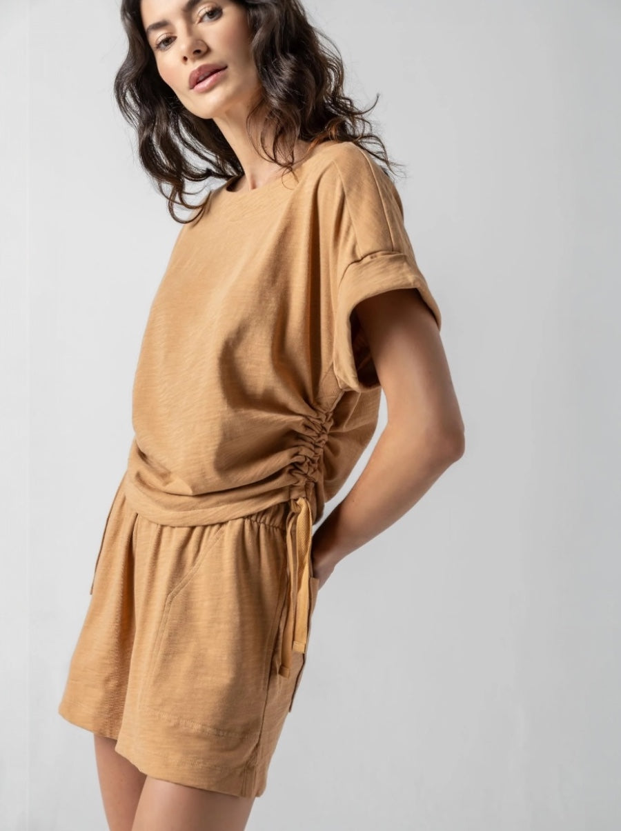 Ruched Side Boatneck Teak