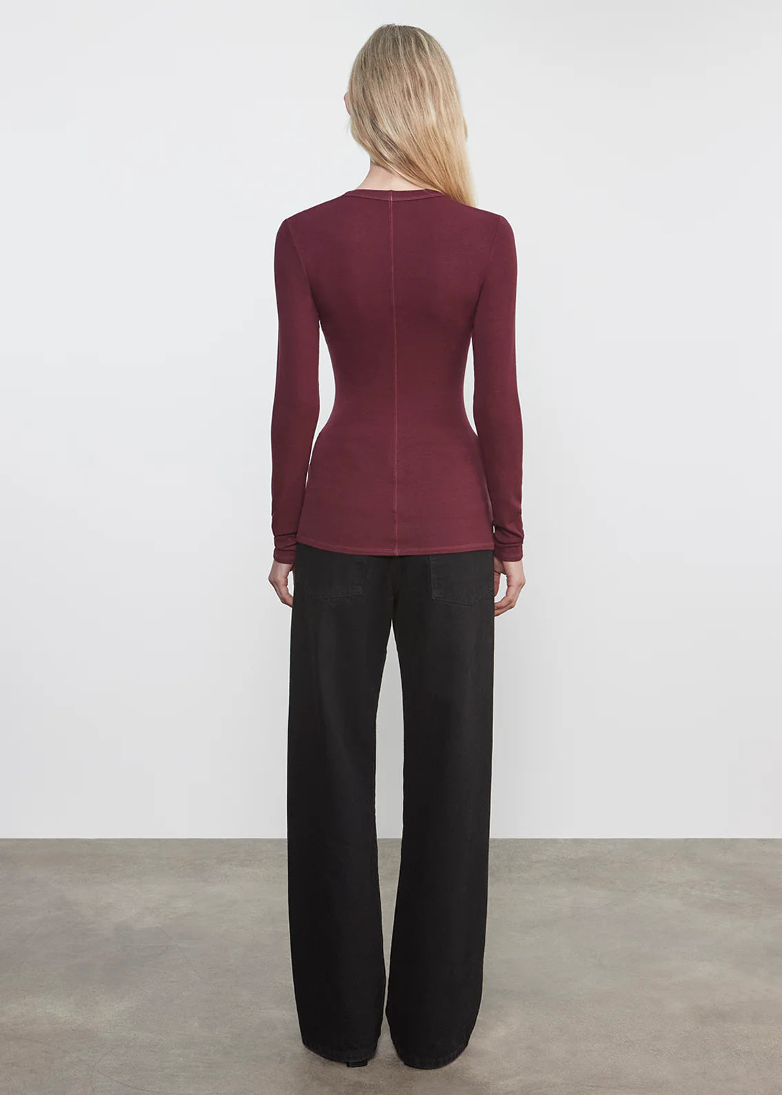 Rib Bold L/S U Top - Carmine