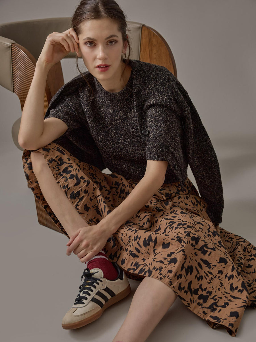 Short Sleeve Marled Pullover