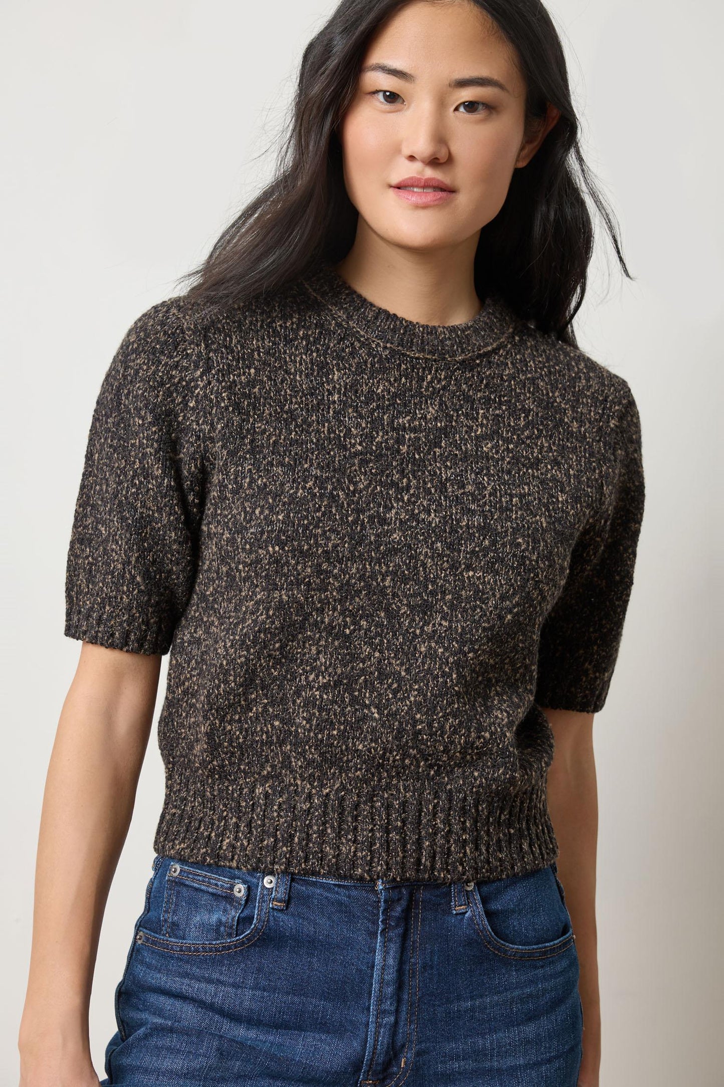 Short Sleeve Marled Pullover