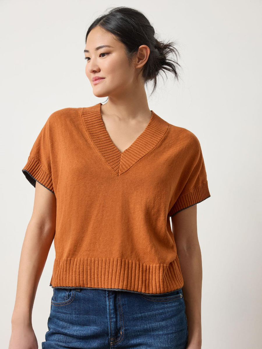 Short Sleeve V-Neck Pullover