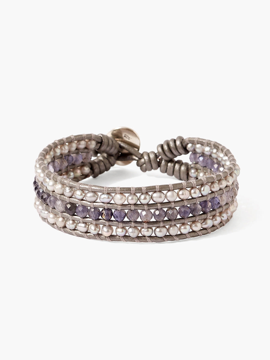 Sedona Single Wrap Bracelet Grey Pearl