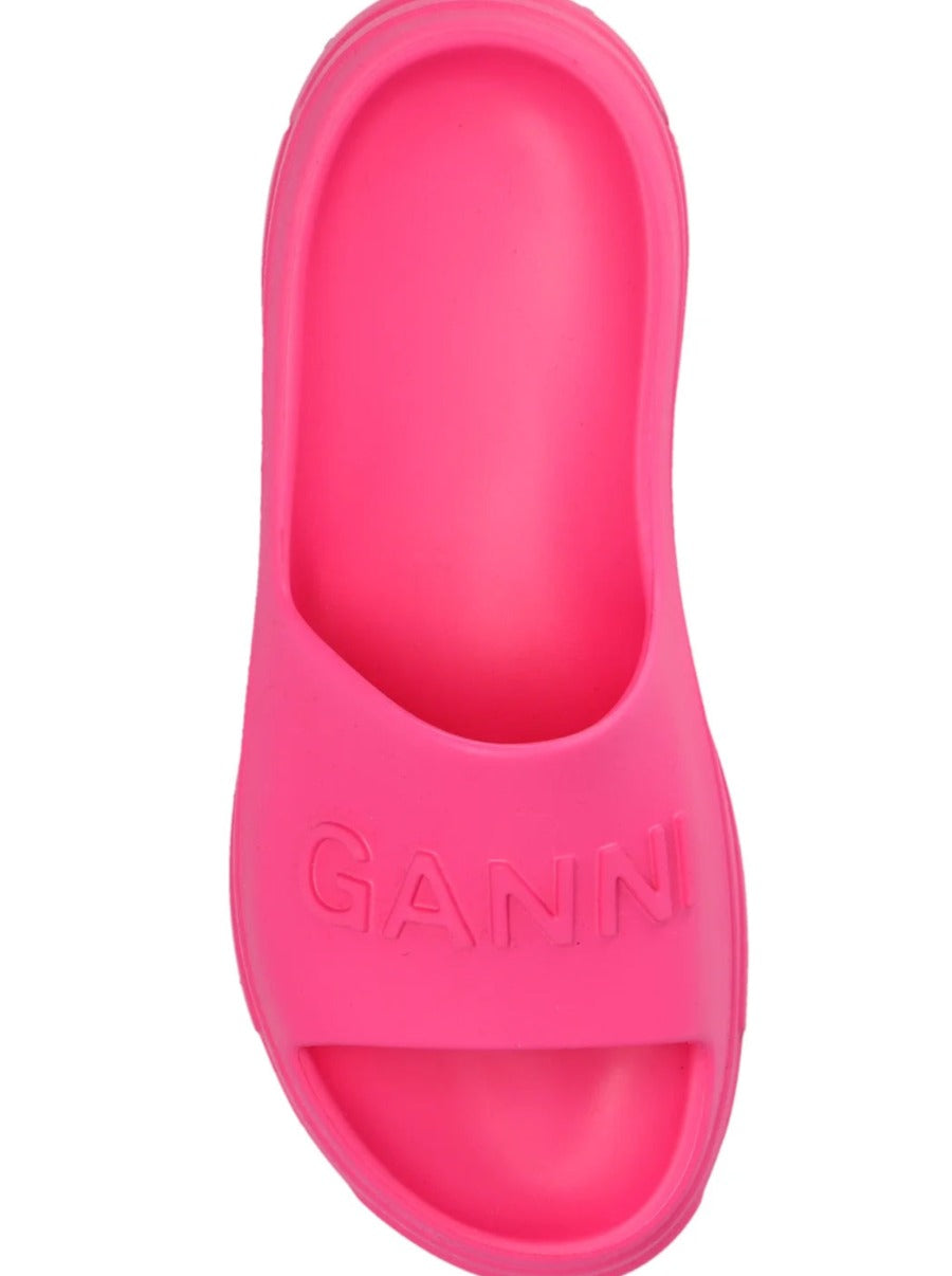Pool Slide Sandals in Shocking Pink