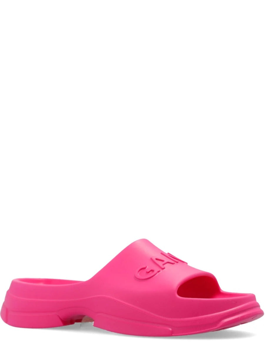 Pool Slide Sandals in Shocking Pink