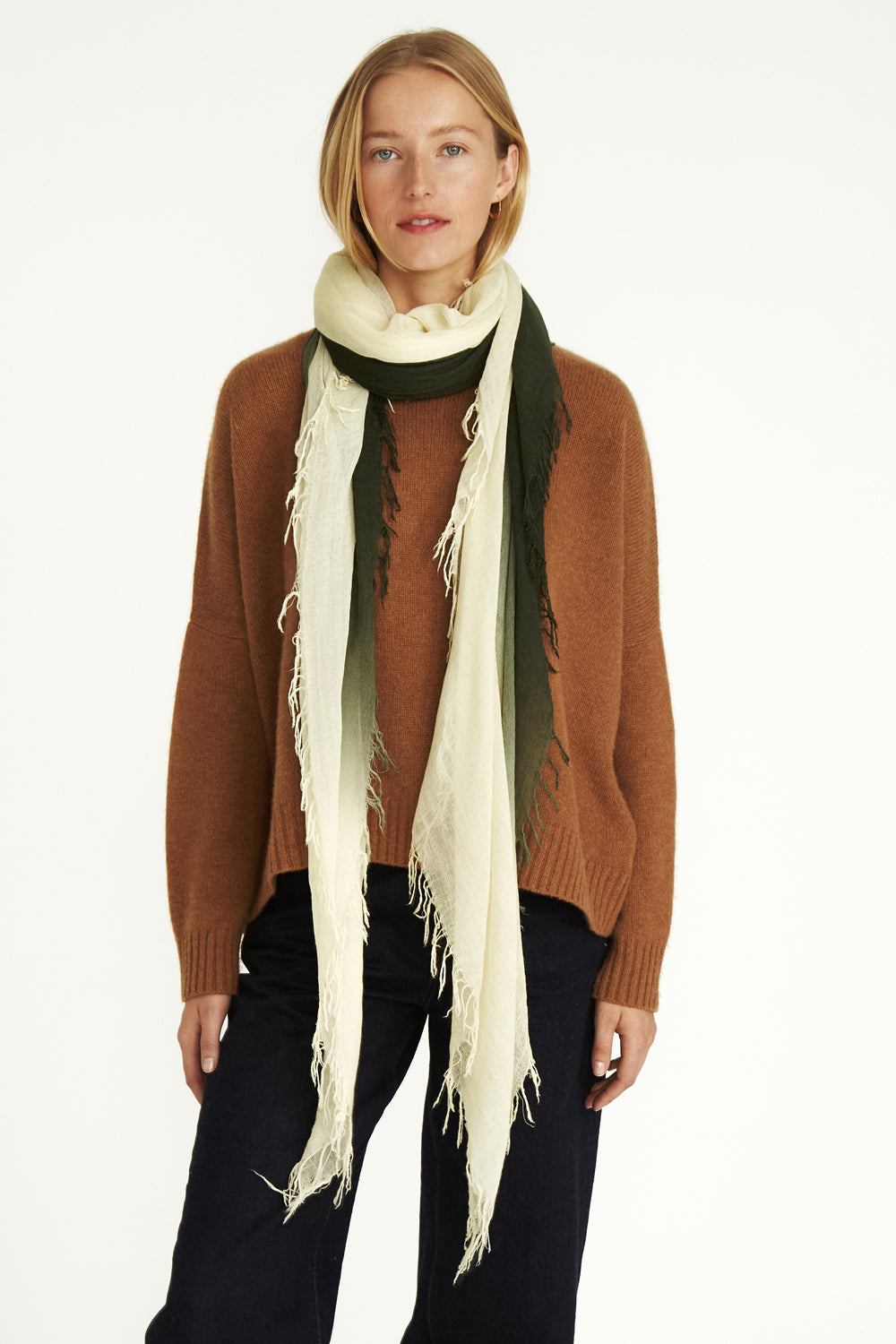 Dip Dye Scarf in Kombu Green