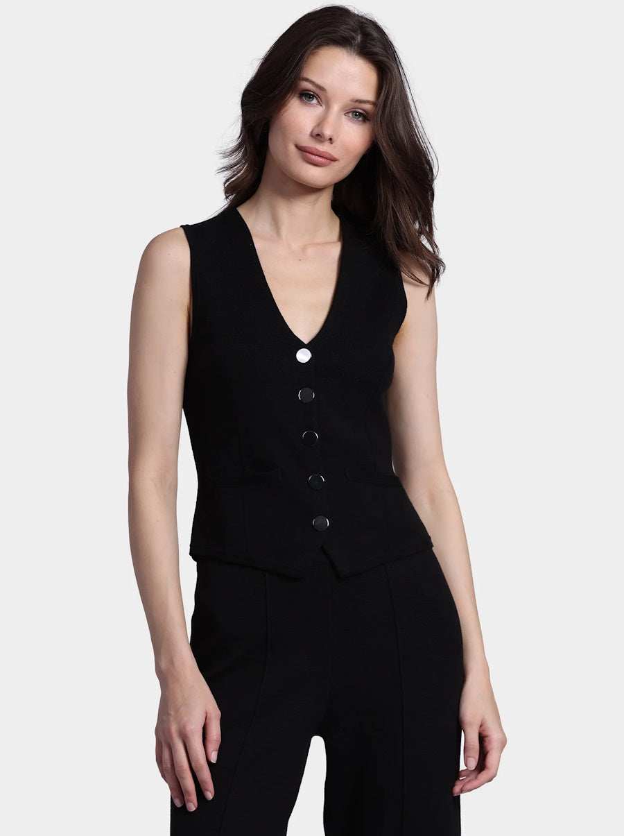 Cotton Blend Vest in Black