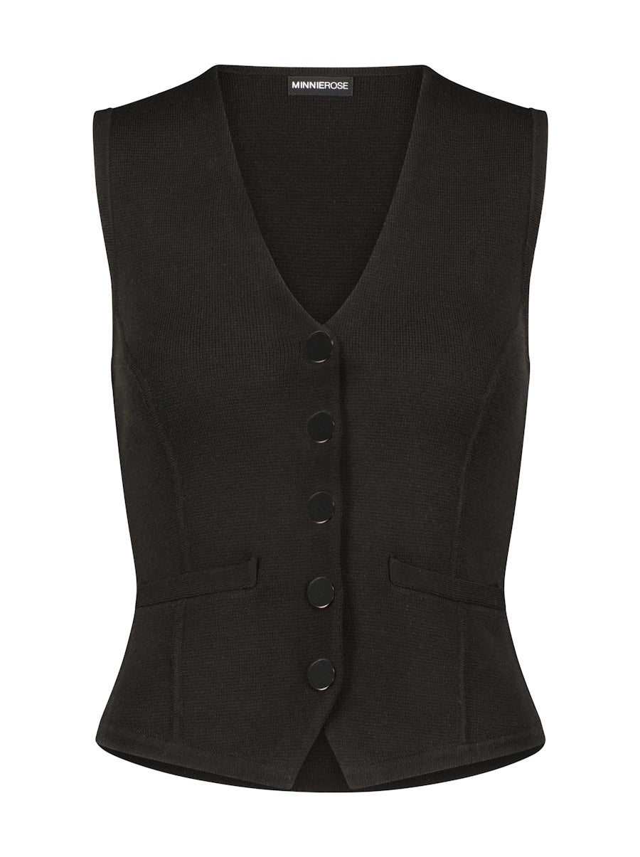 Cotton Blend Vest in Black