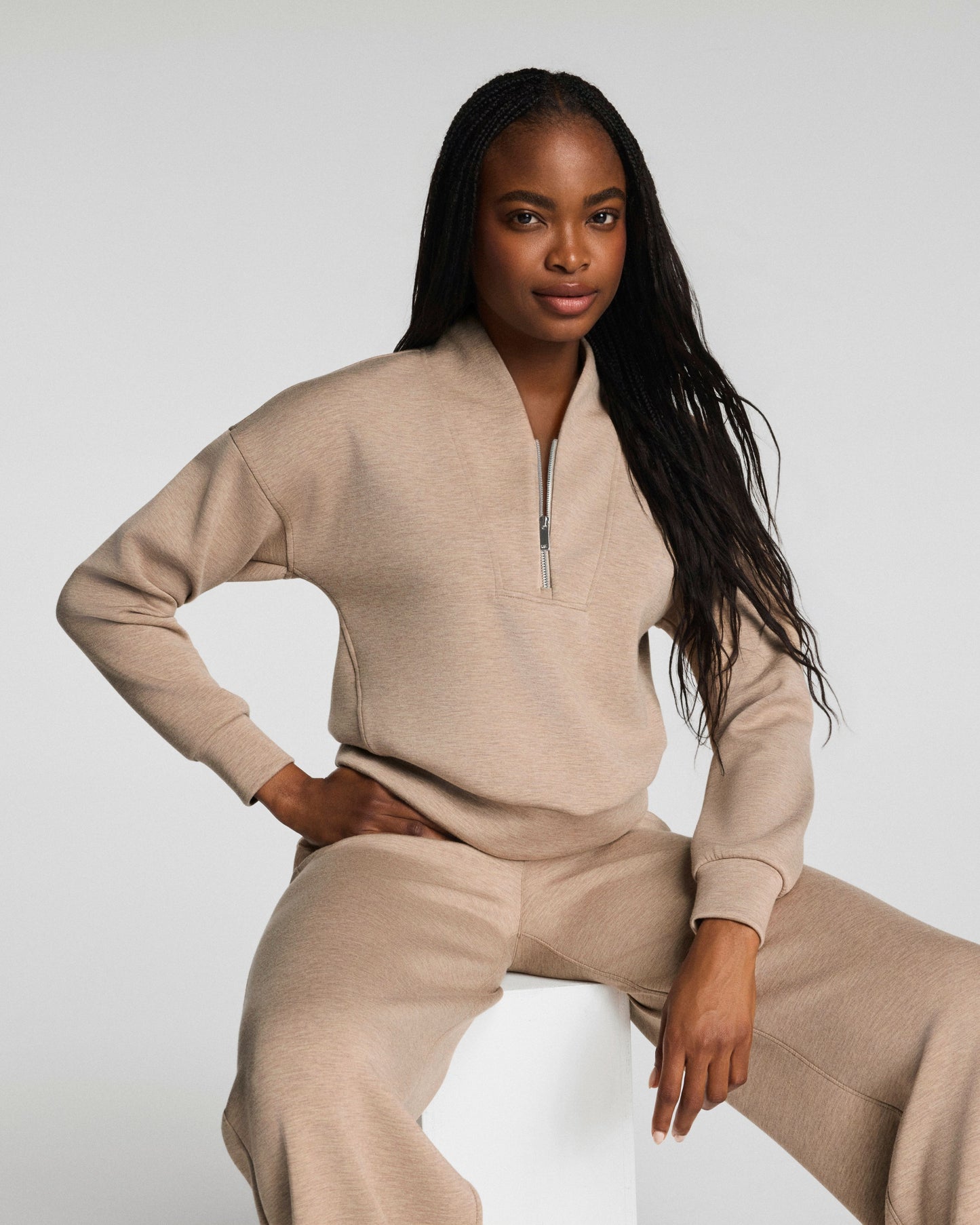 AE Shawl Collar Half Zip in Dune