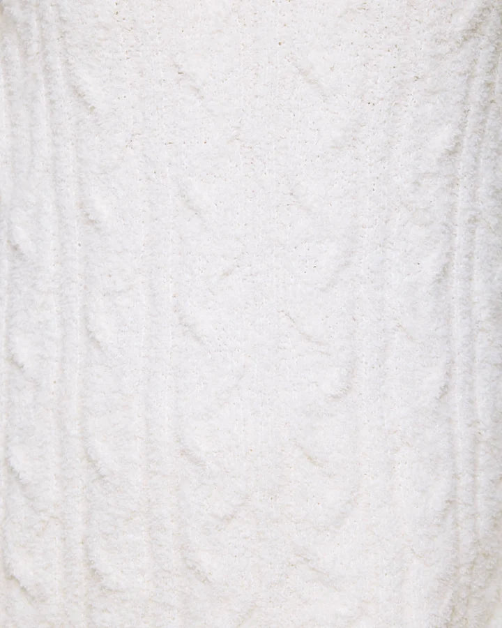 Fuzzy Cable Knit Sweater Wide Leg PJ Set