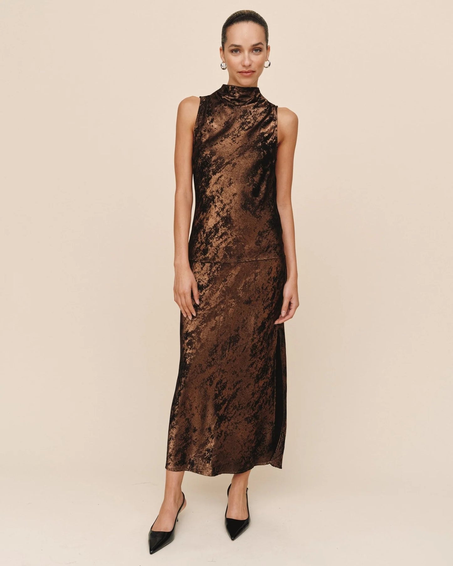 Shimmer Bias Maxi Skirt