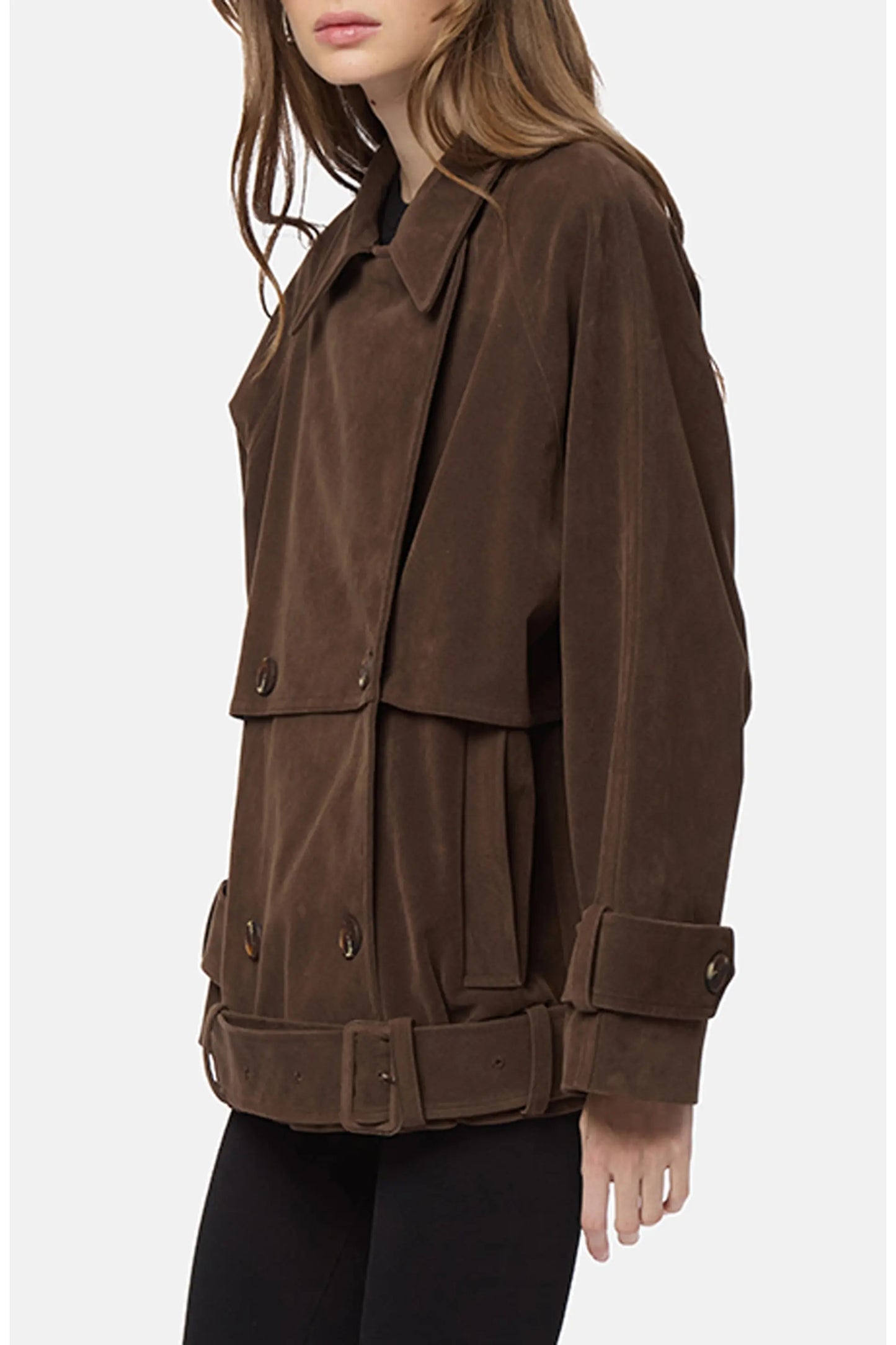 Gaia Sans Suede Short Trench Coat