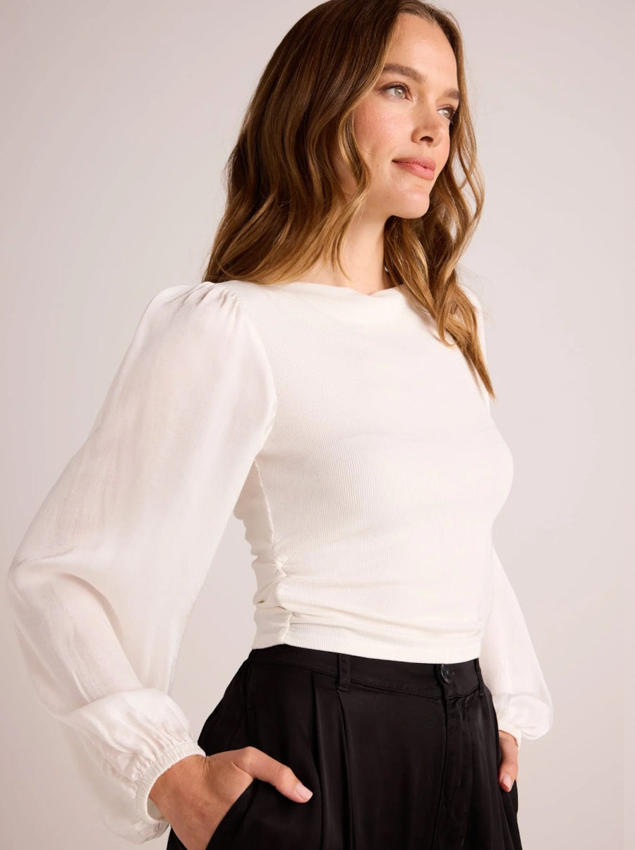 Ruched Waist Flowy Sleeve Top