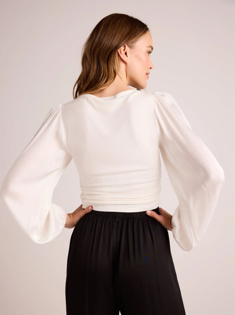 Ruched Waist Flowy Sleeve Top