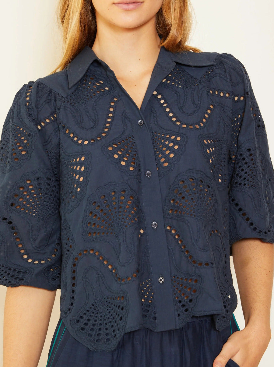 Juliette Navy Lace Top