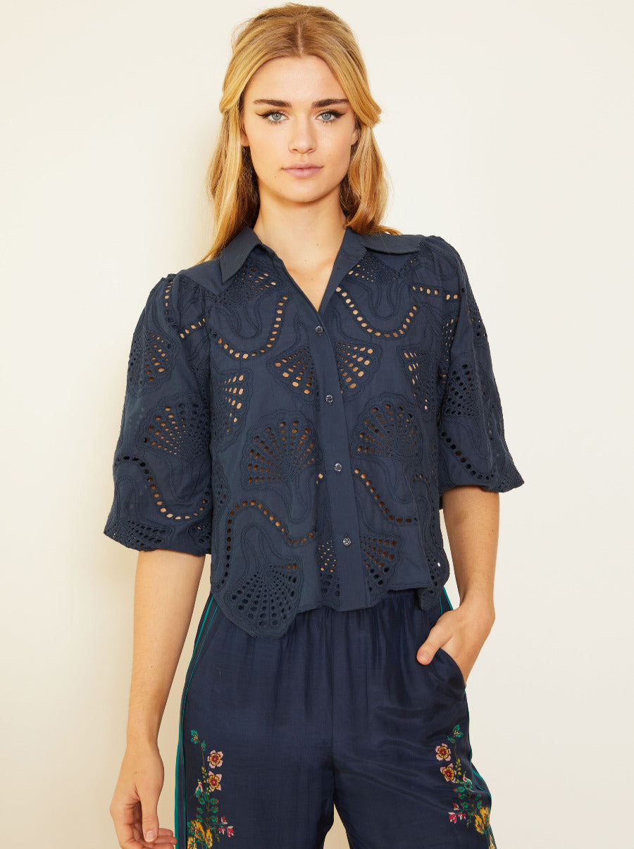 Juliette Navy Lace Top