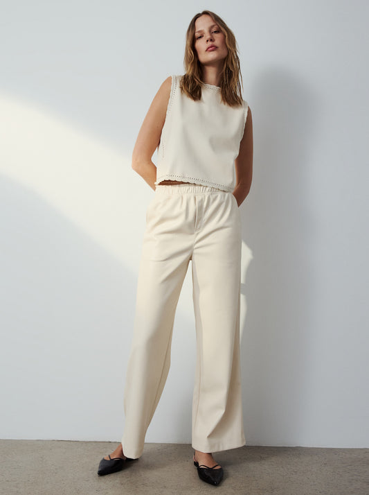 Andrew Vegan Leather Pant in Cream