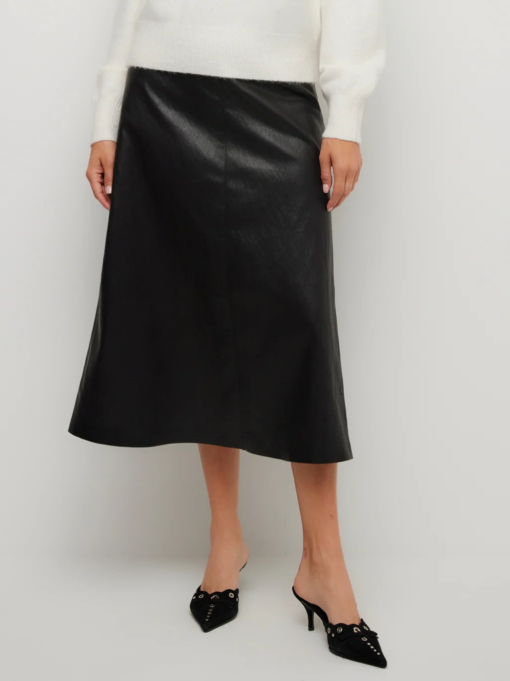 Bodie Faux Leather Midi Skirt