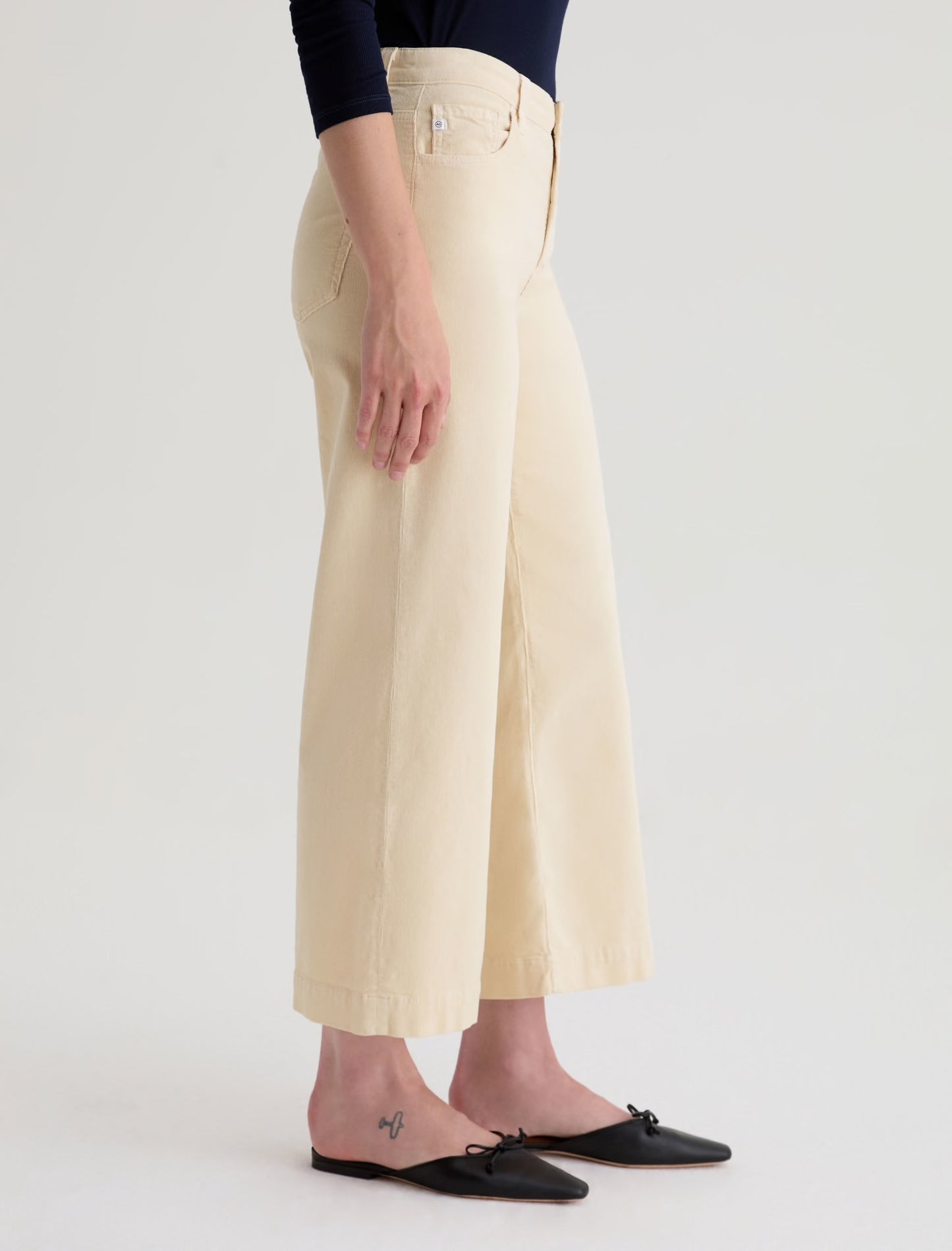 Saige Wide Leg Crop Cord in Opal Stone