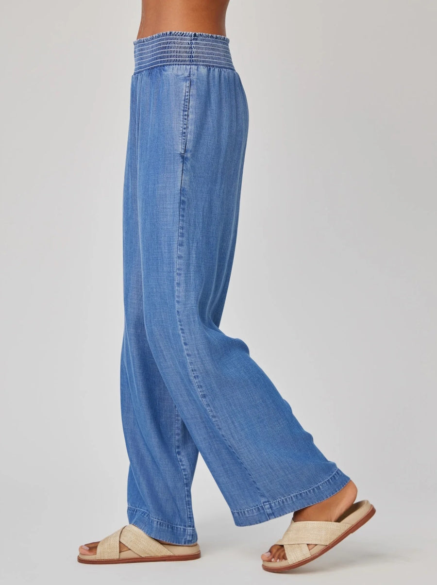 Smocked Waist Wide Leg Pant