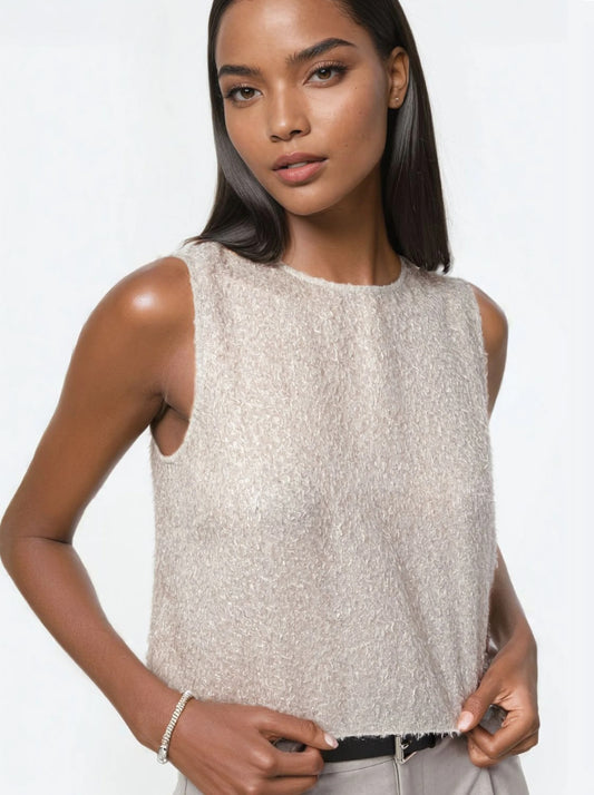 Romilly Metallic Chiffon Crop Top