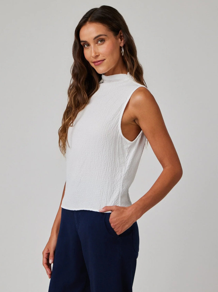 Mock Neck Top in White