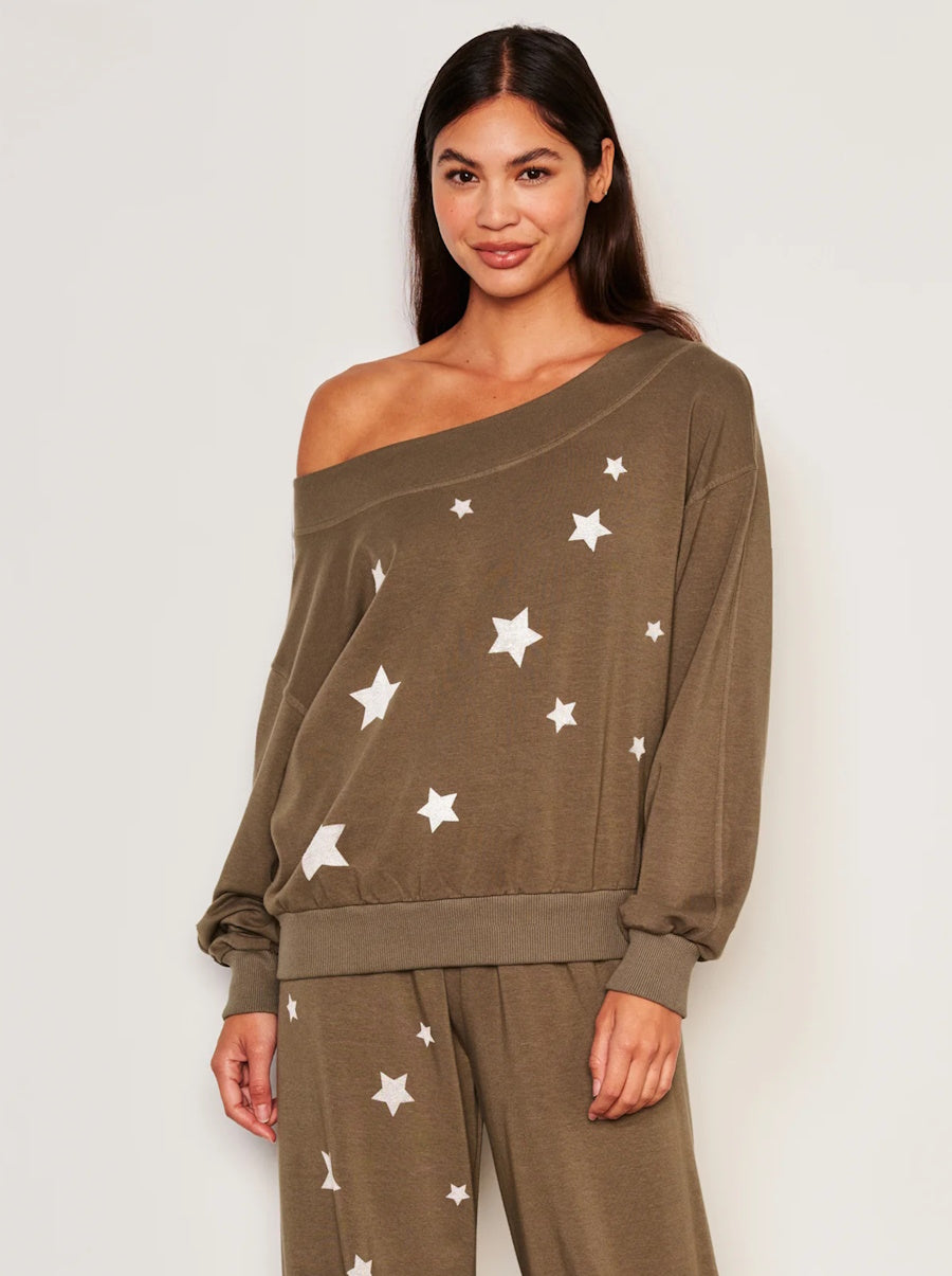 Stars Off Shoulder Sweatshirt