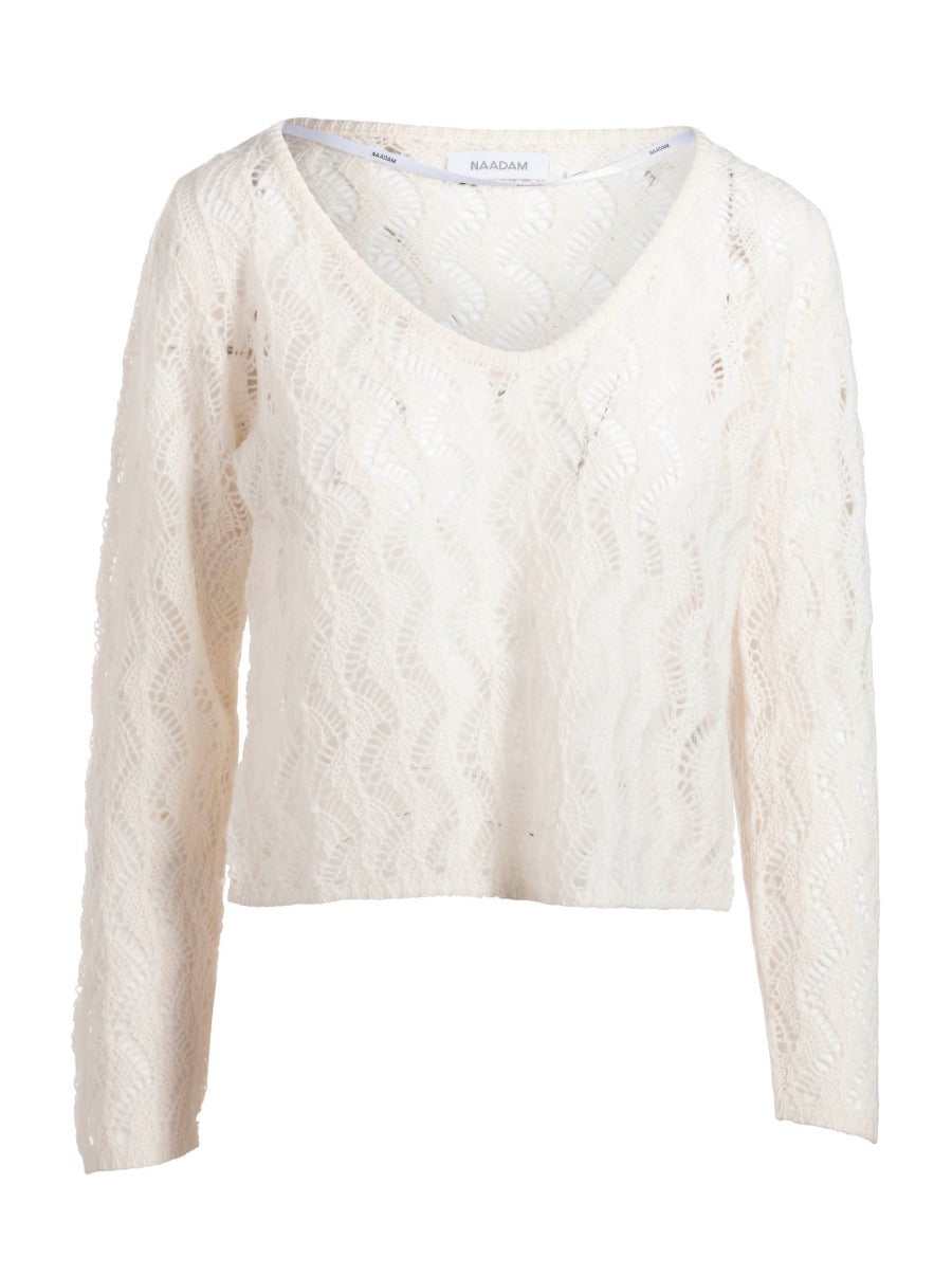 Cashmere Lace V Neck in White