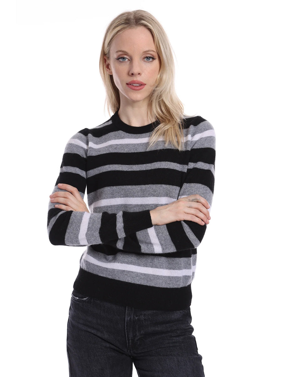 Cashmere Striped Crew Neck Pullover