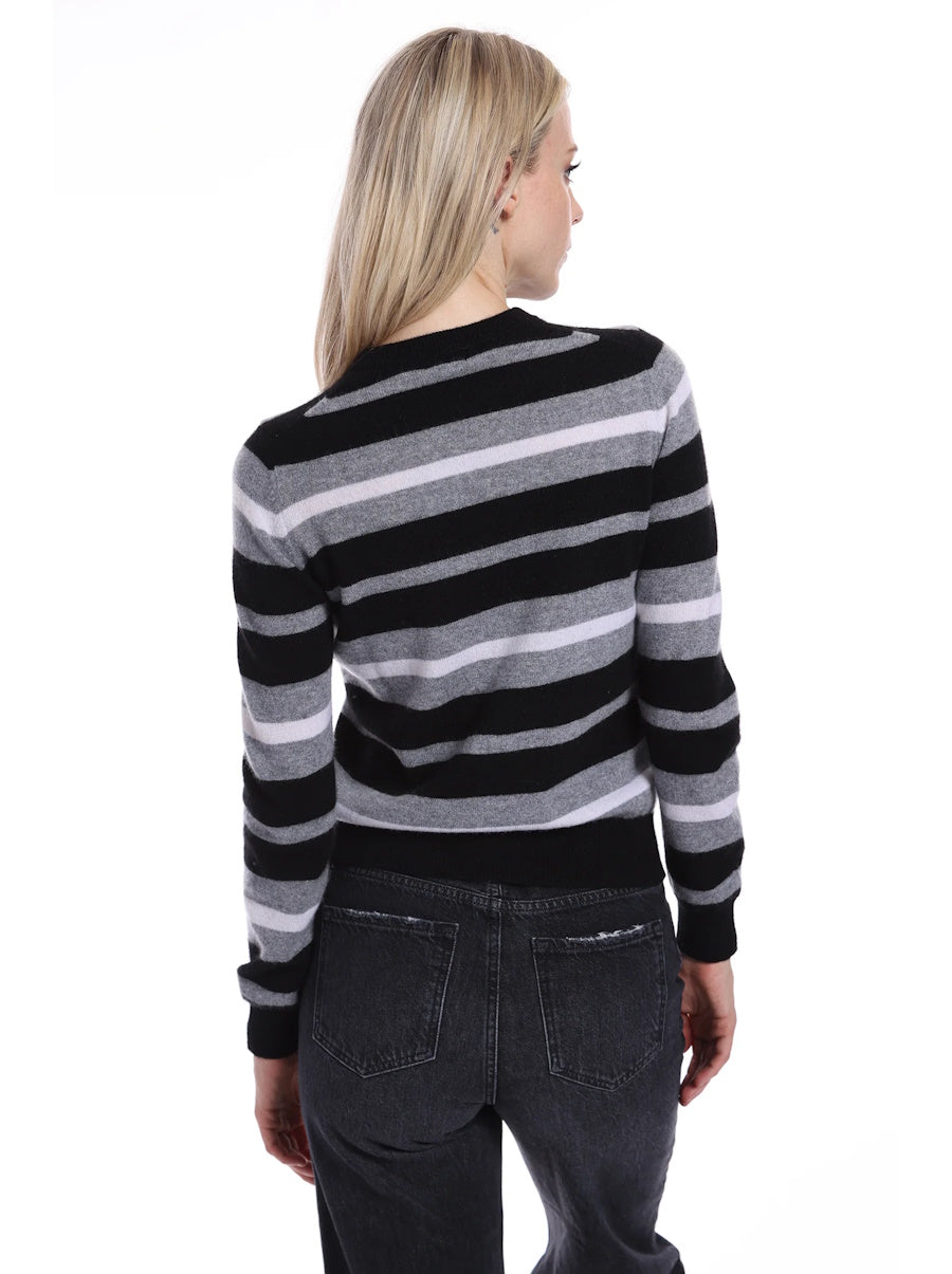 Cashmere Striped Crew Neck Pullover