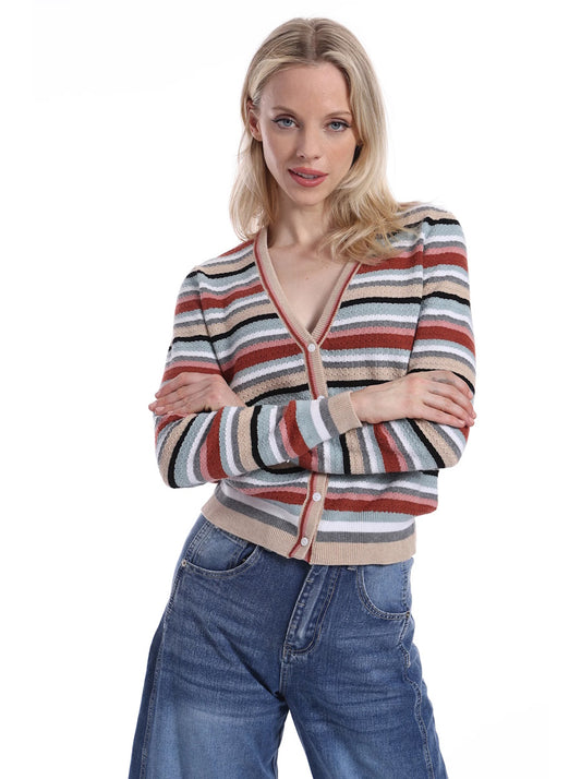 Weekend Texture Stripe Cardigan