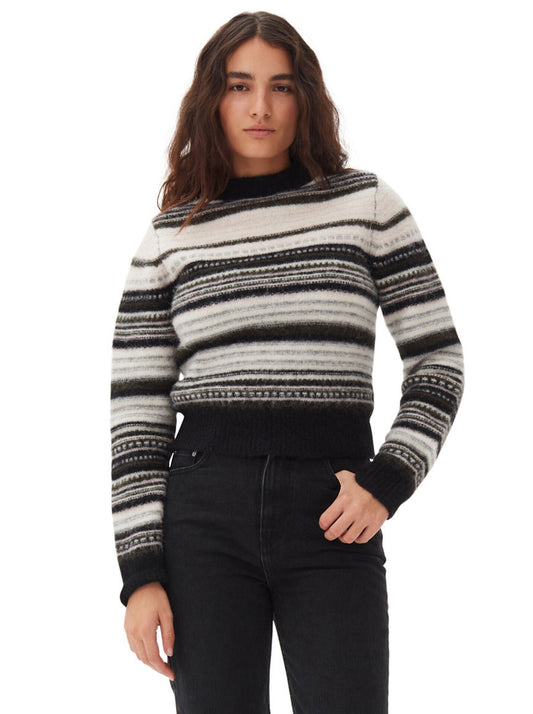 Soft Wool Stripe O-neck