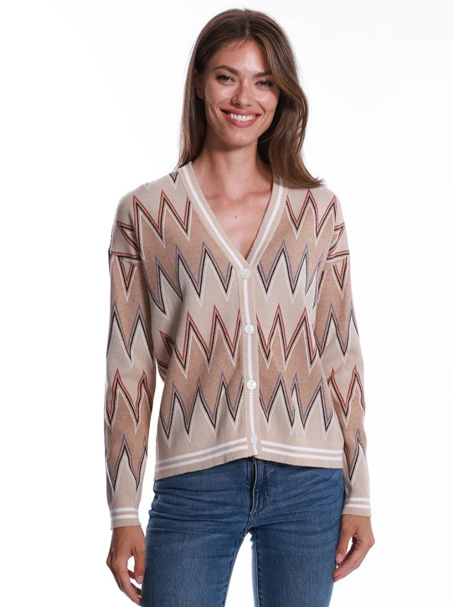 Viscose Blend Chevron Cardigan