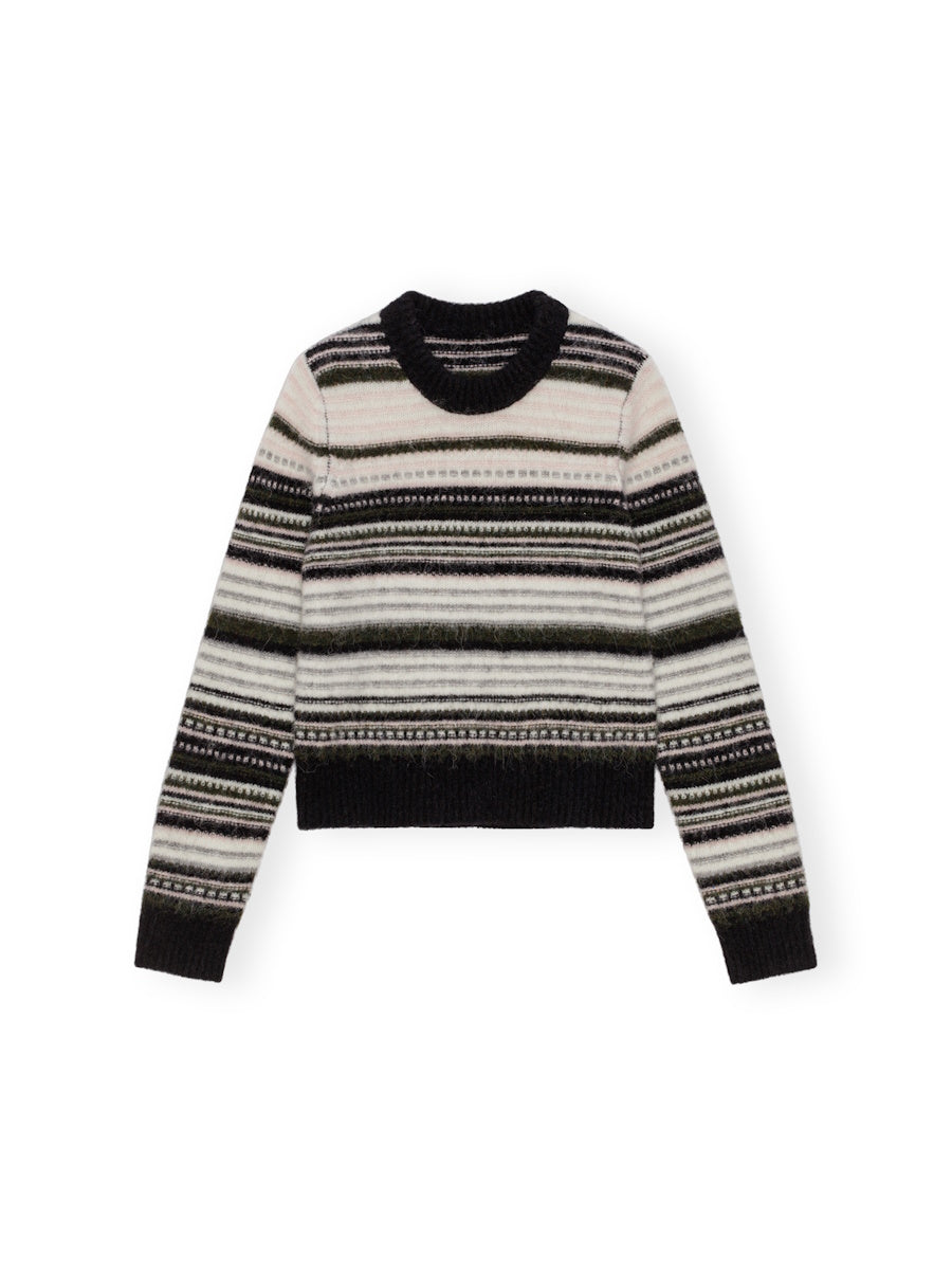 Soft Wool Stripe O-neck