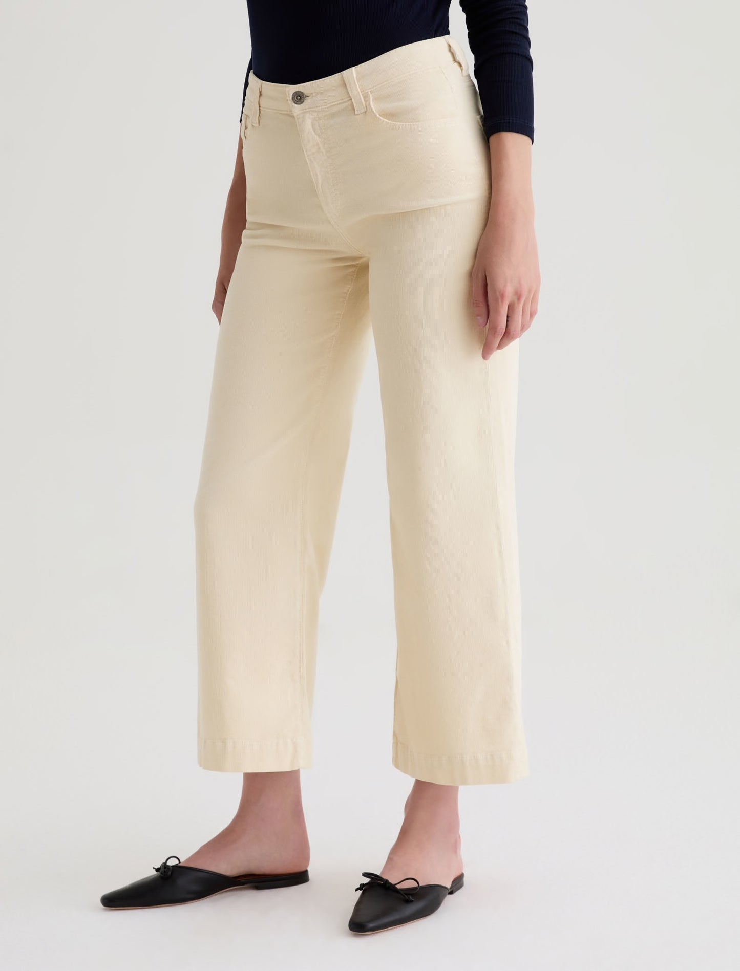 Saige Wide Leg Crop Cord in Opal Stone