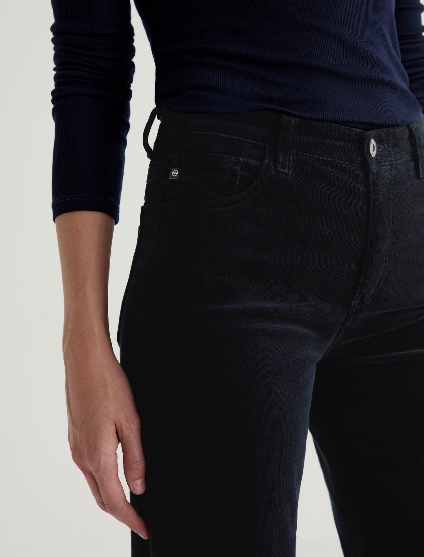 Saige Wide Leg Crop Cord in Super Black