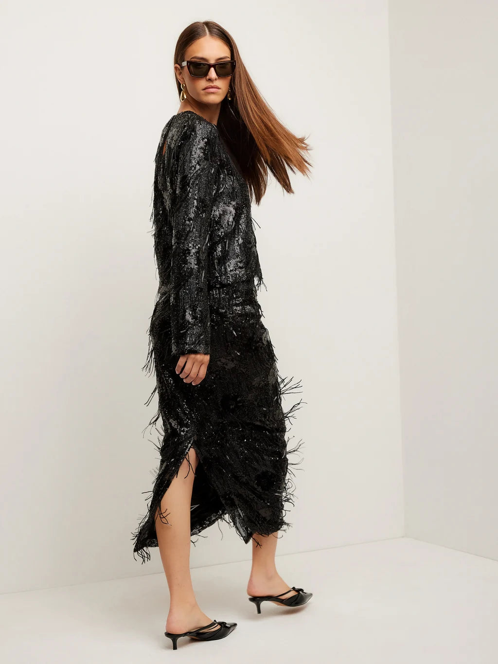Arden Sequin Midi Pencil Skirt