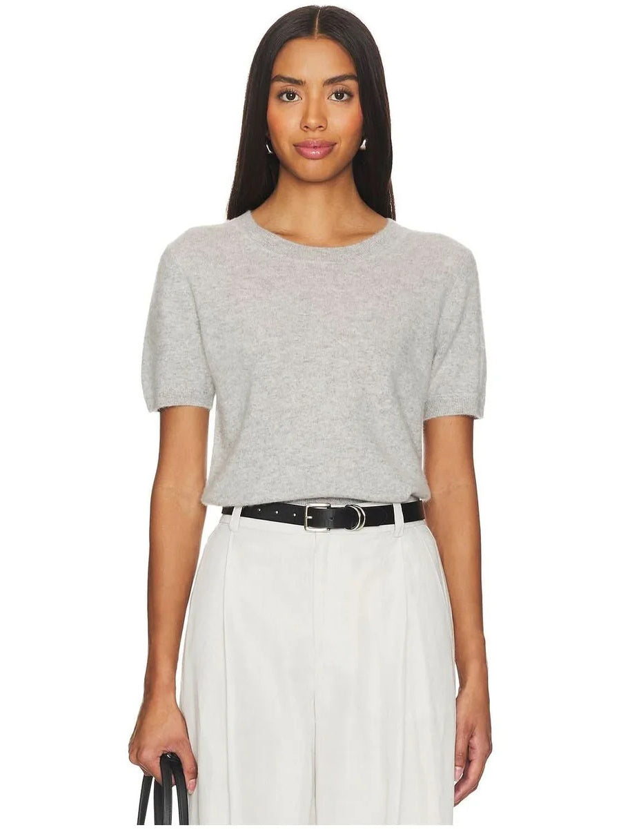 Cashmere Short Sleeve Cropped Pullover