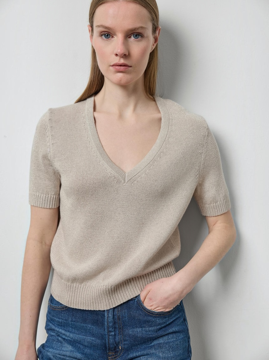 S/s V-Neck Sparkle Sweater
