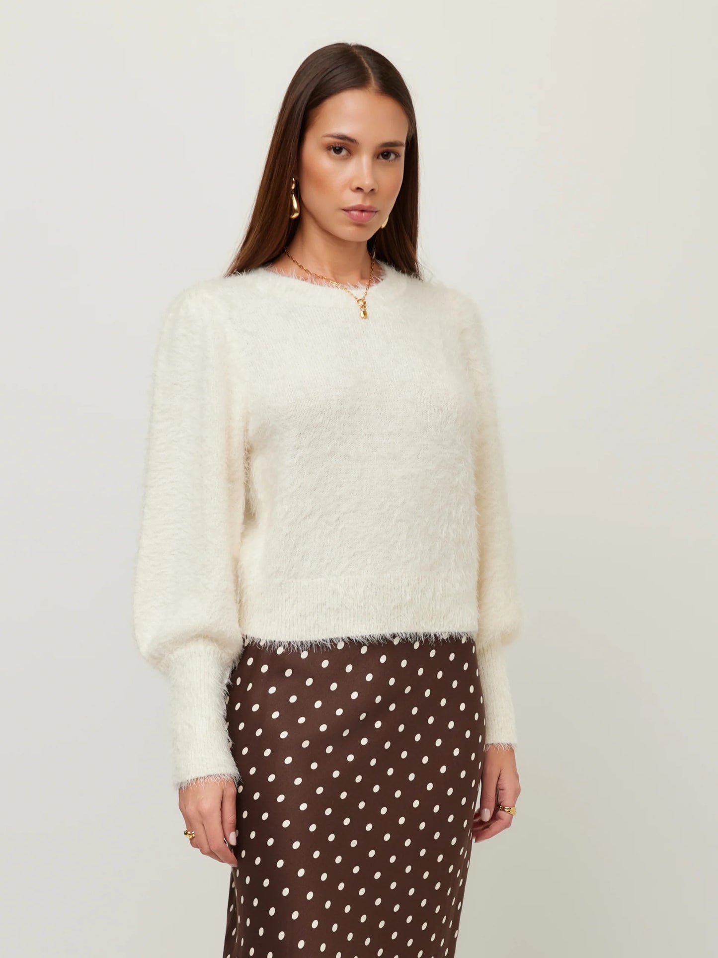 LIA SHIRRED SLEEVE SWEATER