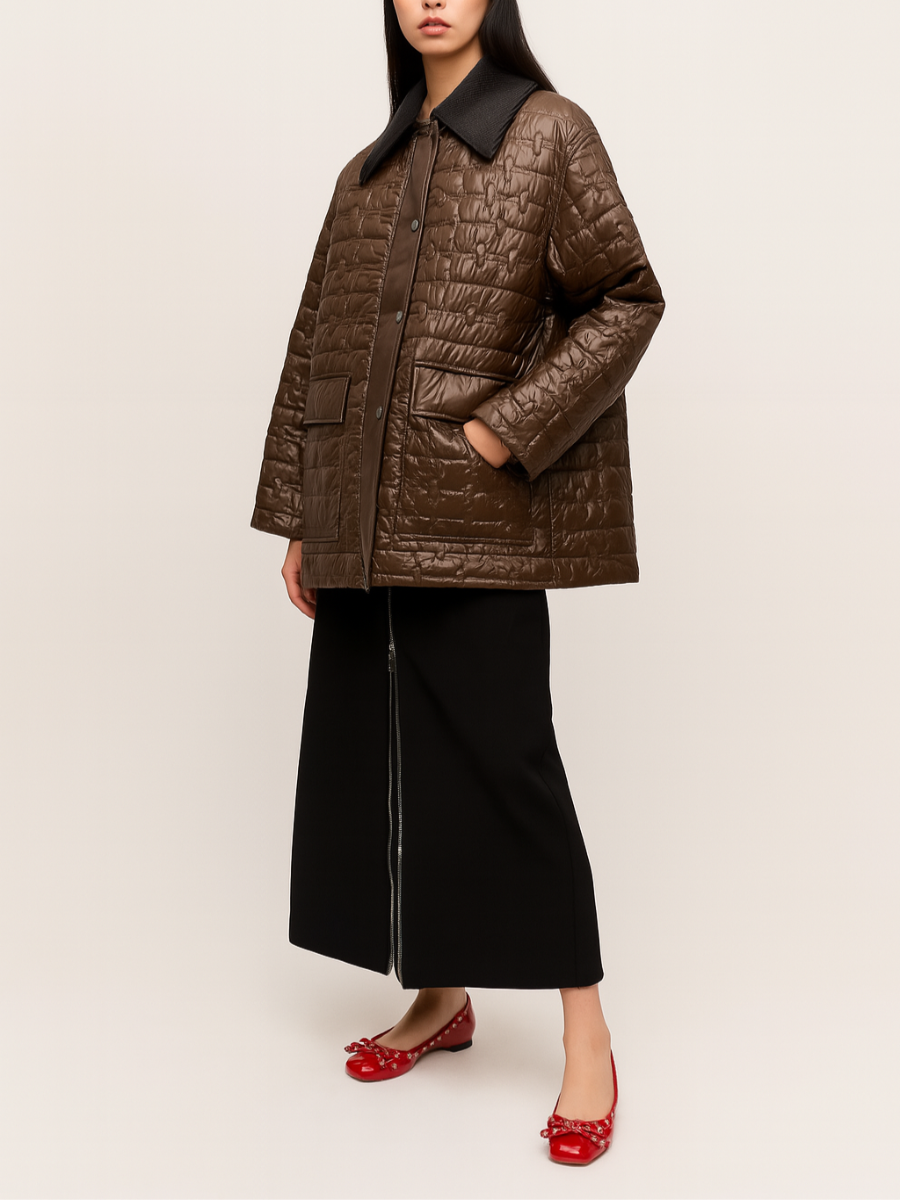 Shiny Quilt Midi Jacket