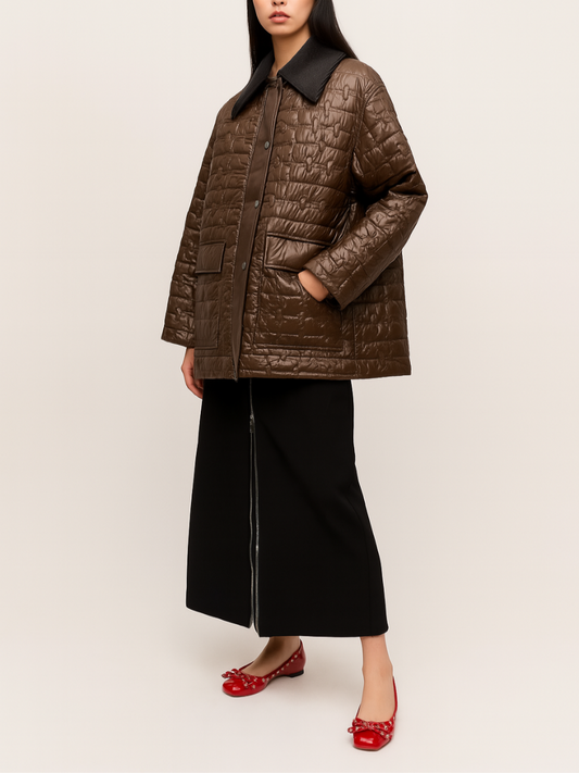 Shiny Quilt Midi Jacket