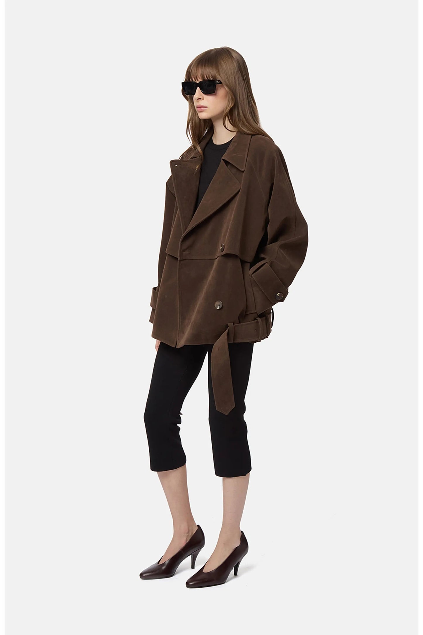 Gaia Sans Suede Short Trench Coat